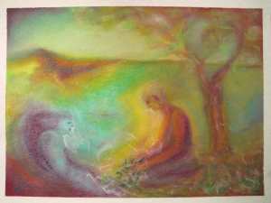 Tending, pastel on paper 40x30cm $380